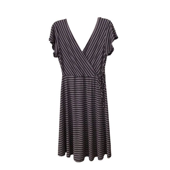 Kaleigh NWOT Navy/White Striped Surplice Dress Size S Knee Length Deep V-Neck​ - Picture 1 of 10